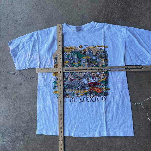 VINTAGE CD DE MEXICO NOVELTY SHIRT TOURISM ART TEE WHITE GRAPHIC LARGE 90S - Picture 5 of 6